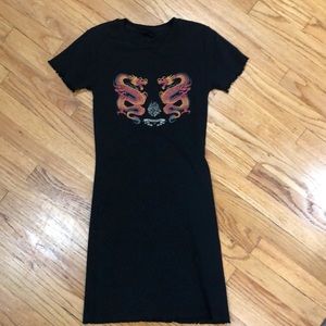 Uo Dragon Print Short-sleeve Mini Dress!